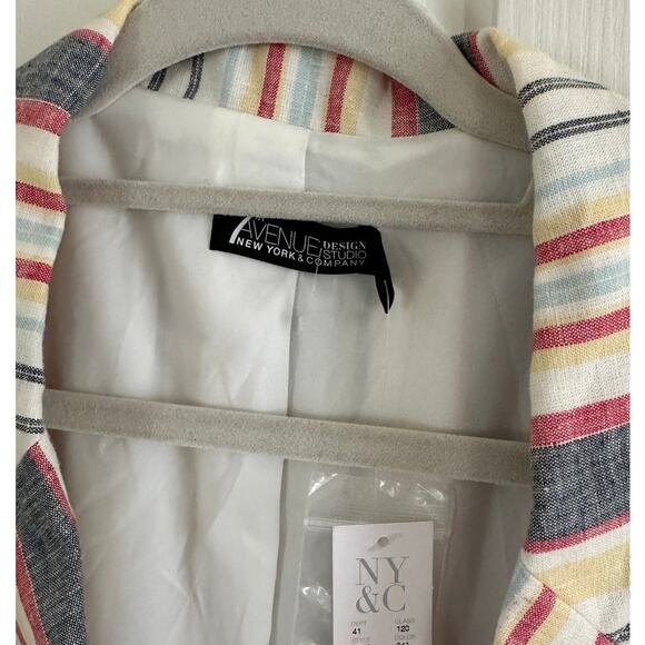 7th Avenue Y2K style Women's XL Multi Striped Short Sleeve Belted Blazer New tag - Picture 4 of 9